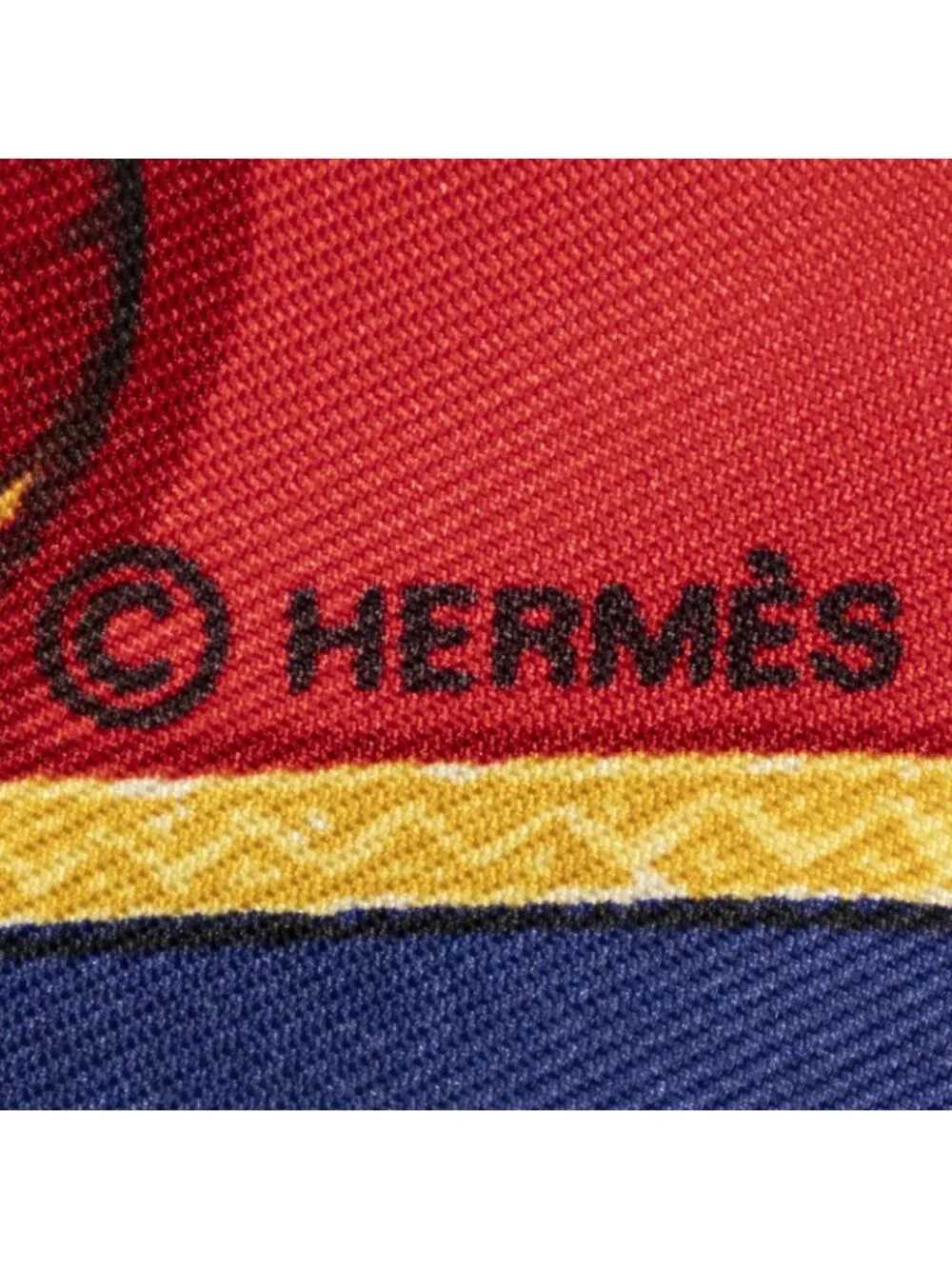 Hermes Scarf Navy Red White Twill Silk